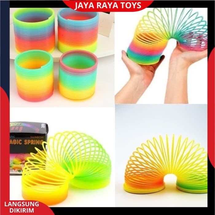 Mainan Anak Terbaru Magic Spring Rainbow Pelangi Diameter 5,5 Mainan Spiral Pelangi Plastik Berkualitas