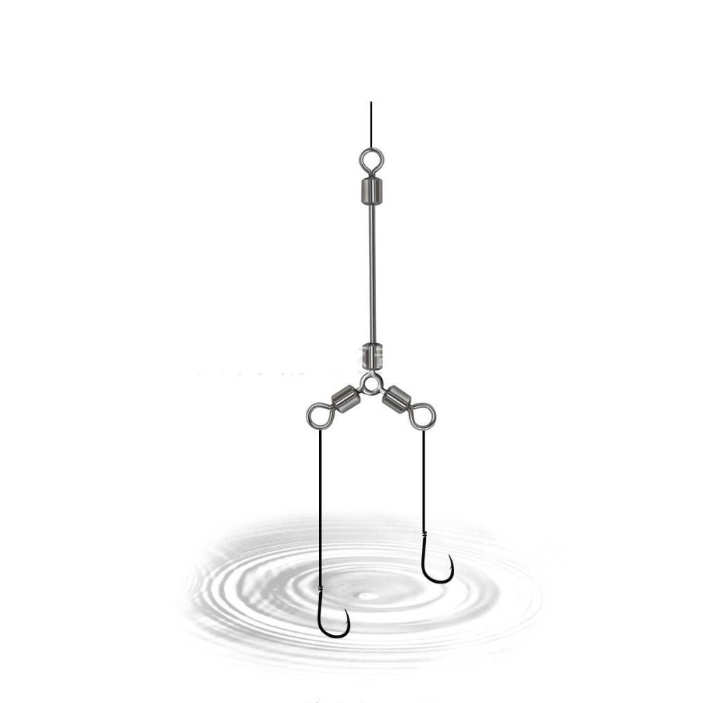 AUGUSTINA Augustina Memancing Barel Putar Aksesoris Memancing 3 Arah 8bentuk Berputar Cincin Memancing Konektor Memancing Barel Putar Konektor Kaki Panjang Long Leg Fishing Swivels