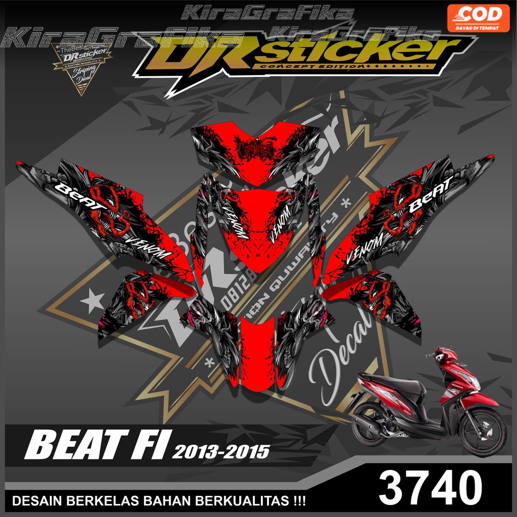 3740 Decal Costum Motor Honda Beat Fi 2013-2015 Fullbody-Skotlet Decal BEAT FI VARIASI LIS DESAIN VE
