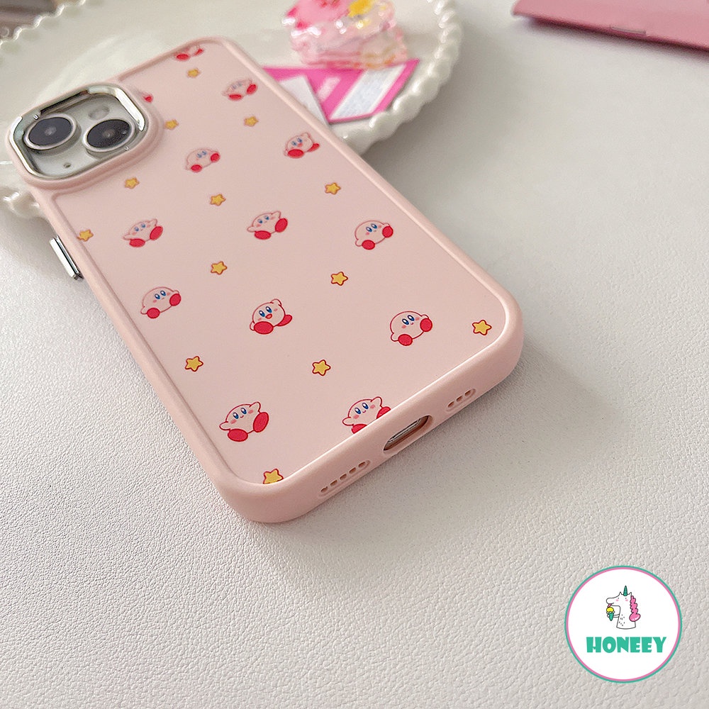 IPHONE Casing Belakang Ponsel Kirby Fashion Kartun Untuk Iphone14 13 11 12 Pro Max 11 promax Xr Xs 7 8Plus Pink Full Layar Bintang Anti-Shock Phone Cover