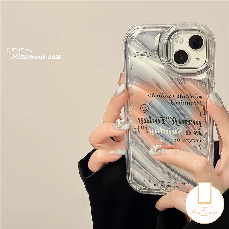 IPHONE Ins Warna Gradien Cinta Hati Transparan Laser Card Paper Case Kompatibel Untuk Iphone6 6S 78 Plus XR 11 13 14 12 Pro MAX X XS MAX SE 2020lembut 3D Stereo Corrugation Pattern Cover