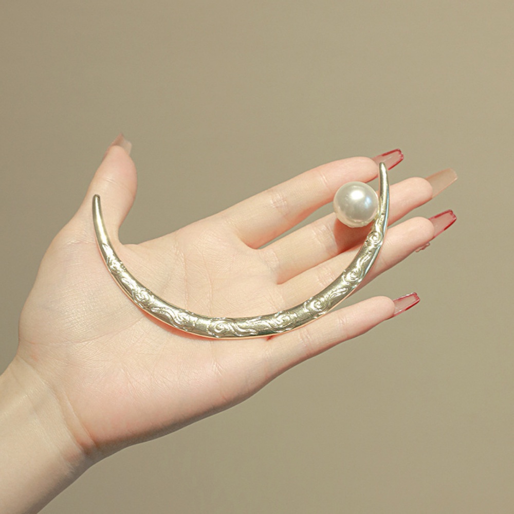 Deartiara Chinoiserie First String Moon Hairpin Retro Half Moon Hair Hairpin Antik Pengeriting Rasa Tinggi Hiasan Kepala