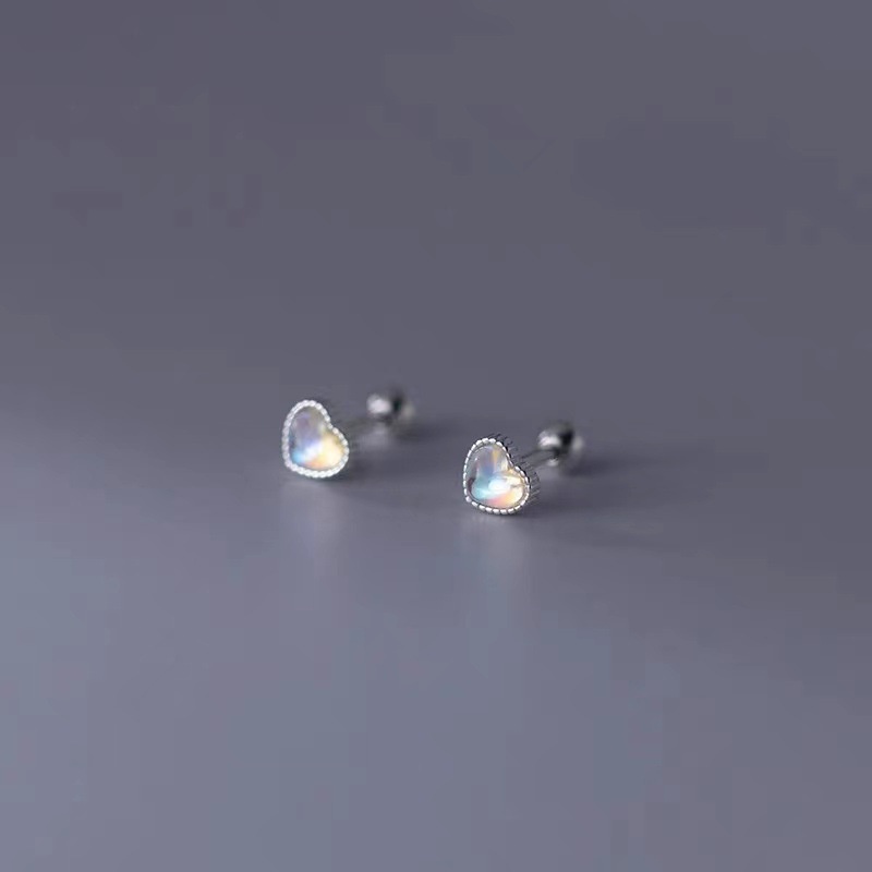 Fashion Blue Opal Anting Sekrup Untuk Wanita Hypoallergenic Elegan Jantung Stud Earring Jewerly Aksesoris