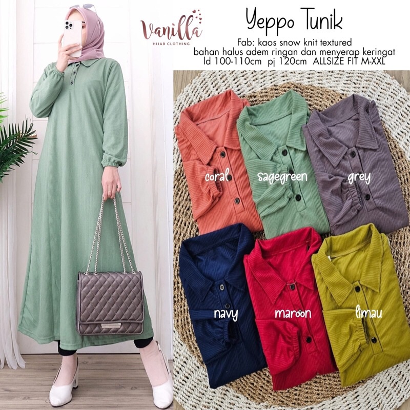 YEPPO TUNIK ORI VANILLA | Kaos snow Knit Tekstur