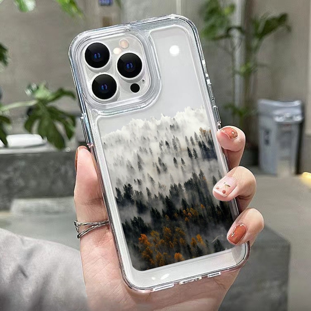 Case Hutan Kabut Untuk Oppo Realme C11 C15 C2 C20 C21 C21Y C25Y C30 C31 C35 C55 10 Pro 9i 9Pro Q5i V23 V11 Reno8 7 6 6Pro Find X5 X5Pro 4SE Akrilik Ruang TPU Penutup Belakang