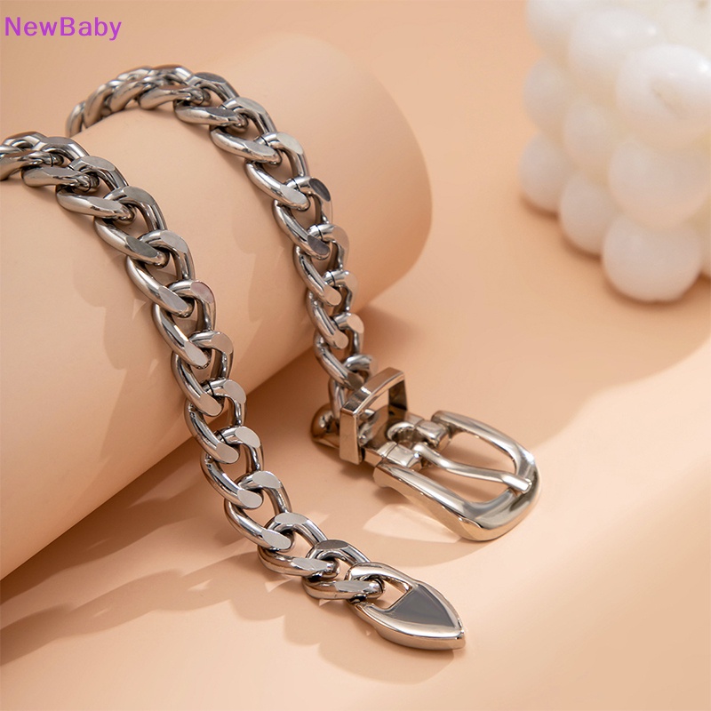 Newbaby Fashion Hip Hop Punk Metal Belt Gesper Rantai Choker Kalung Perhiasan Untuk Wanita Tebal Chunky Klavikula Rantai Necklaces ID