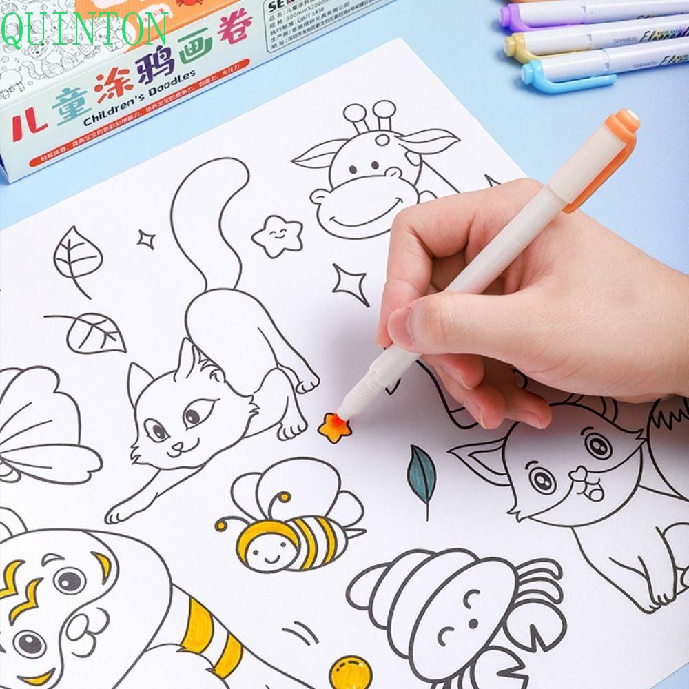 Roll Gambar Anak QUINTON Dewasa Children Gouache Art DIY Toys Drawing Sticker Little Artist Kertas Isi Warna