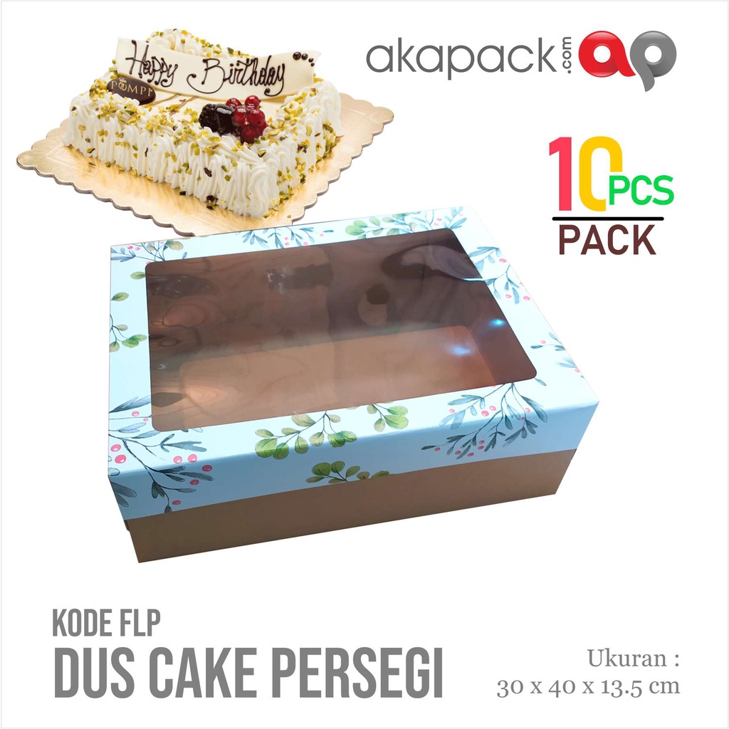 

(10pcs) Dus Kue Tart Persegi Window Bunga/Cake Box transparent top lid floral