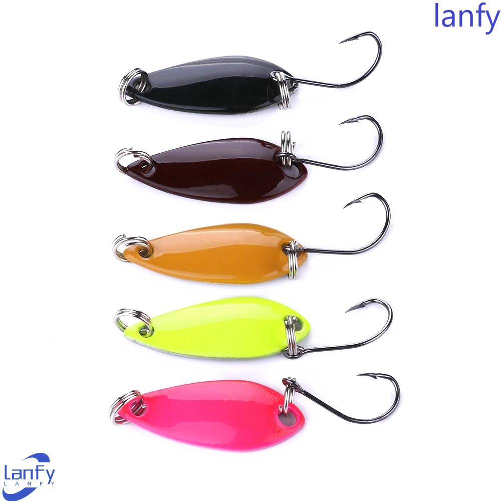 Lanfy Sendok Logam Umpan 5Pcs /Set Musim Dingin Es Alat Pancing 3cm 3g Outdoor Memancing Ikan Kait Tunggal