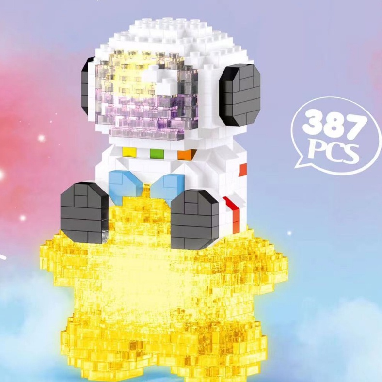 Bisa Bersinar  Glowing Astronaut Spaceman Building Blocks Hadiah Seri Ruang Angkasa untuk Anak Laki-Laki dan Perempuan