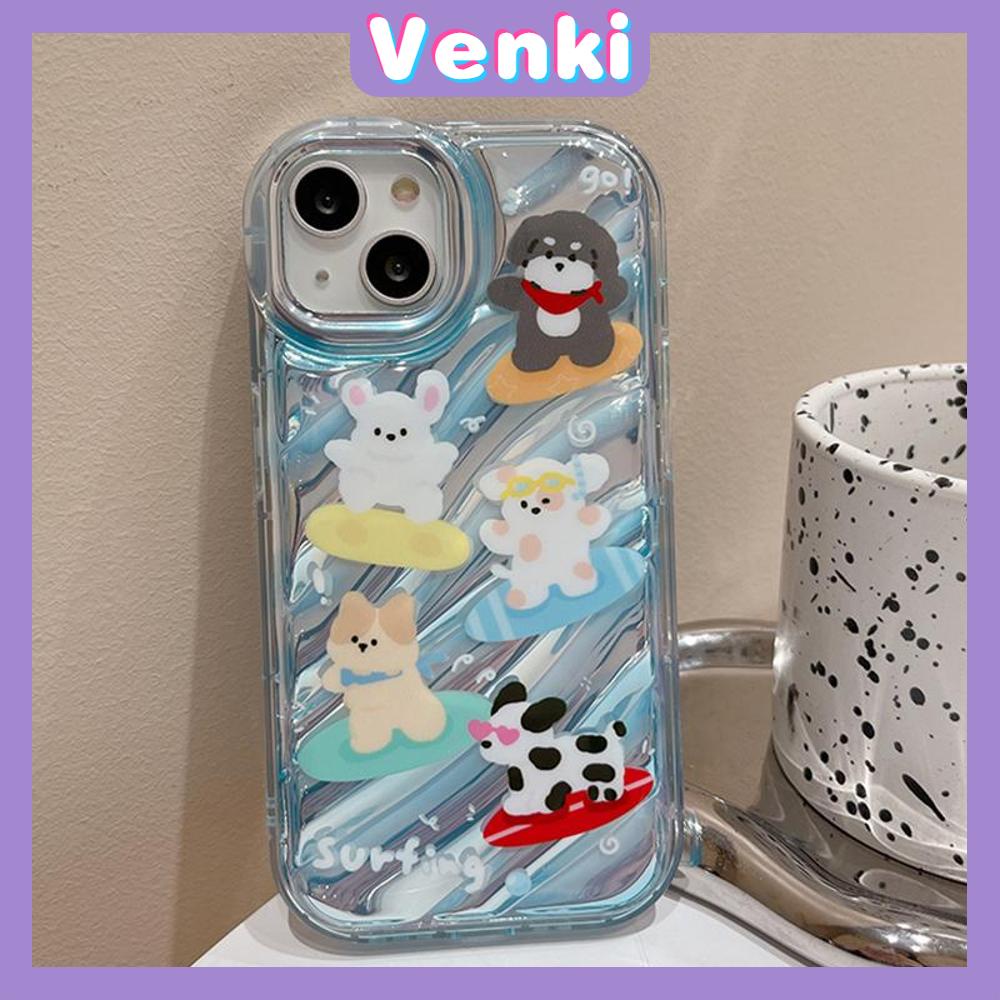 Venki - Untuk Iphone11 iPhone Case Laser Reflektif Bening Case TPU Lembut Shockproof Airbag Case Cute Surfing Critter Kompatibel Dengan Iphone14 13 Pro Max 12 Pro Max XR XR 7Plus 8Plus