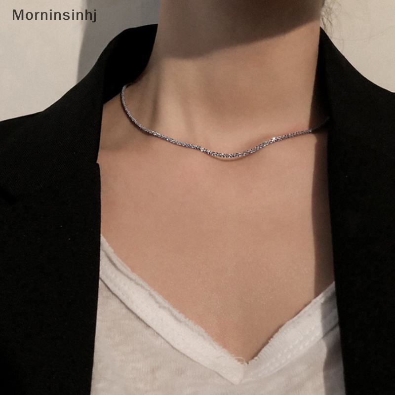 Mornin Populer Warna Silver Berkilau Rantai Klavikula Sederhana Niche Shinny Kalung Untuk Wanita Perhiasan Halus Pesta Pernikahan Hadiah Ulang Tahun id