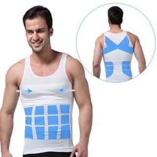 Mens Slimming Body Shaper Tank Top Kaos Korset Pelangsing Perut Pria