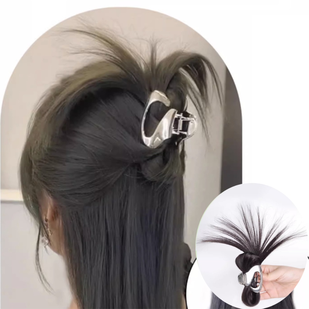 Y2k Wig Shuttlecock Sanggul Rambut Ponytail Tinggi Gaya Malas Dengan Klip Rambut Untuk Wanita Hair Fashhion 20cm