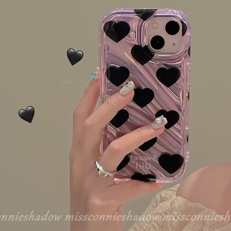 Case Kartu Laser Kreatif Kompatibel Untuk IPhone 7Plus XR 12 14 13 11 Pro MAX 6 6S 8 7 Plus X XS MAX 8Plus SE 2020 3D Stereo Kerut Romantis Mewah Dazzle Warna Cinta Hati Case