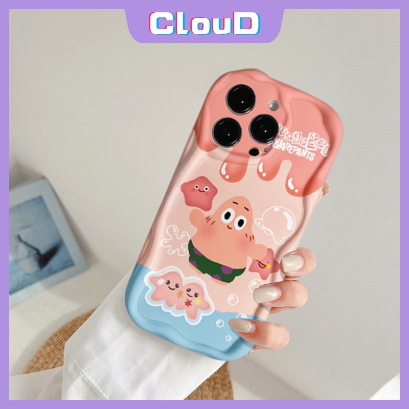 IPHONE Lovely Ice Cream SpongeBob Patrick Soft Tpu Case Kompatibel Untuk Iphone11 12 13 14 Pro Max7 8 6s 6 Plus Se2020 XR XS X Max 3D Wavy Curved Edge Kartun Casing Ponsel Lucu