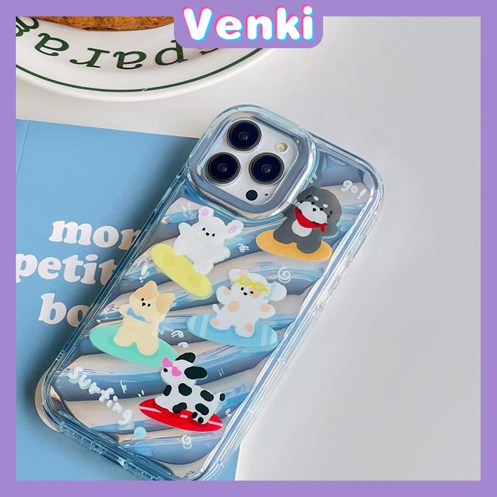 VENKI - Untuk iPhone 11 iPhone Case Laser Reflektif Bening Phone Case TPU Lembut Shockproof Airbag Case Cute Surf Critter Kompatibel dengan iPhone 14 13 Pro max 12 Pro Max XR XS 7 8Plus