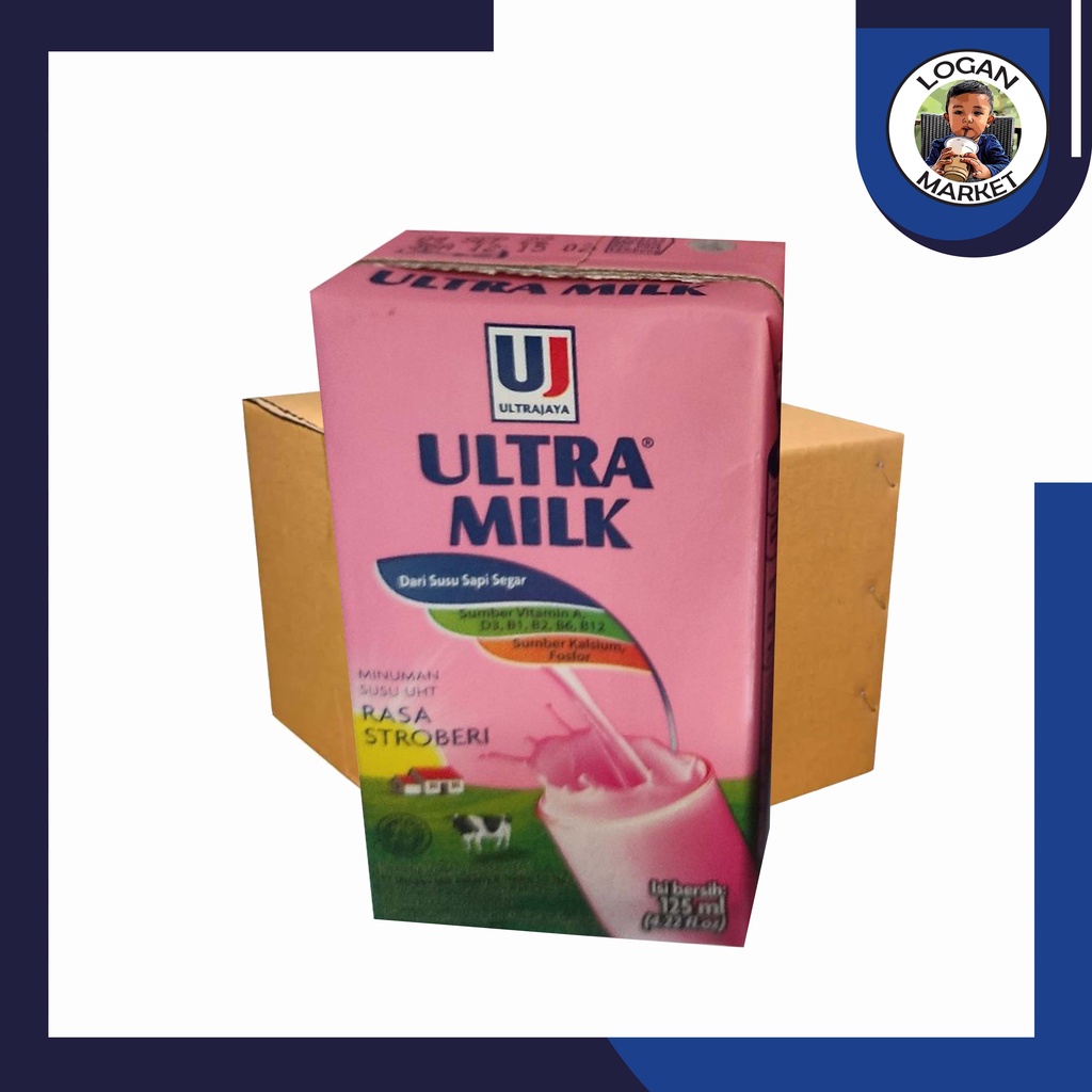 Promo Expire 25 Jul 23 Dus Karton Susu Ultra Milk Strawberry Stroberi 125ml 125 ml Isi 40