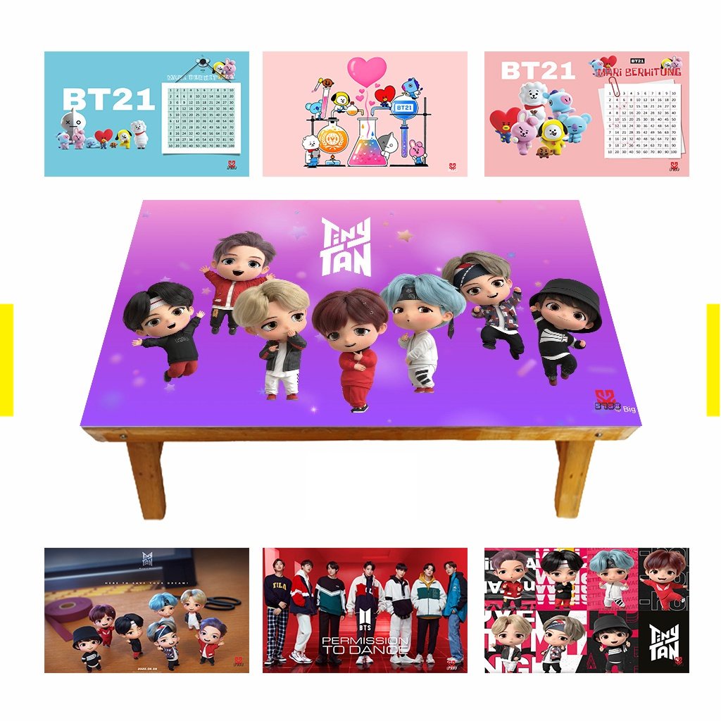 Meja Belajar Anak BTS BT21 Tinytan Karakter Lipat