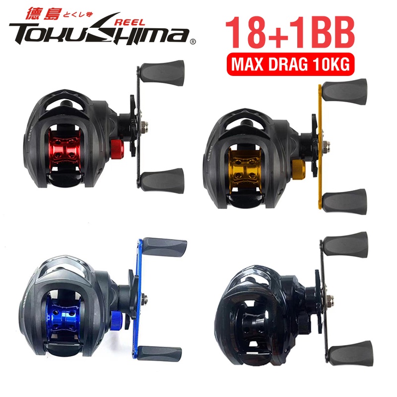 1pcs Baitcaster Fishing Reel Max Drag 10kg Casting Reel 18 +1 Stainless Ballbearings Rasio Gigi Ringan 7.2:1 Spool Gulungan Pancing