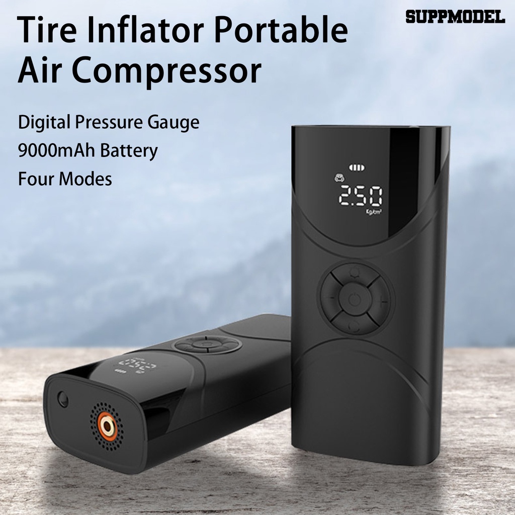 [SM] Tire Inflator Kompresor Angin Portable Dengan Lampu LED Pengukur Tekanan Digital 9000mAh 150PSI Tiupan Cepat Bola Kuat Motor Sepeda Mobil Ban Pompa Angin