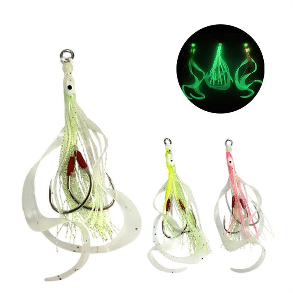 AUGUSTINA Agustina Assist Hooks Aksesoris Pancing Buatan Silikon Luminous Umpan Jig Lembut Untuk Air Asin