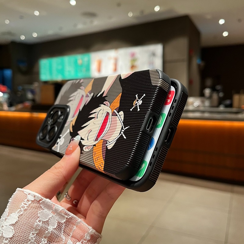 IPHONE Soft case Pelindung Kulit Tekstur Vertikal Kartun Raja Bajak Laut Untuk Iphone14 13 12 11 Pro Max X XR XS Max7 8 Plus