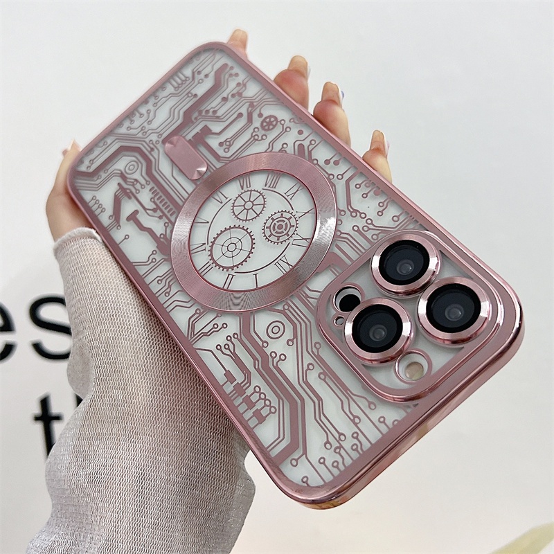 IPHONE Pcb Electroplating Magnetic Suction Wireless Charging Phone Case Iphone14 13 12 11 Pro Max14 Plus Sarung Casing Shockproof