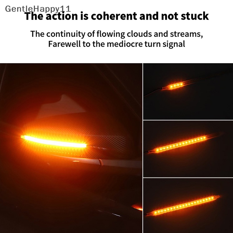 Gentlehappy 2pcs Lampu Indikator Spion Mobil LED DRL Streamer Auto Headlight Strip id