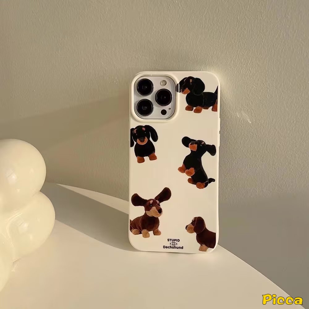 Graffiti Fun Dachshund Dog Glossy Phone Case Kompatibel Untuk IPhone 7Plus 11xr 7 8 Plus X XS Max 12 11 14 13 Pro Max SE 2020 Kacamata Hitam Anjing Kucing Lucu Shockproof Lembut Tpu Penutup Belakang