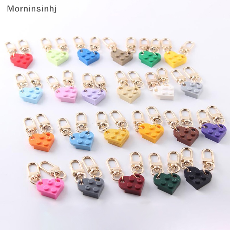 Mornin 2Pcs Gantungan Kunci Cinta Hati Bata Untuk Pasangan Persahabatan Wanita Pria Perhiasan Hadiah KeyChains id