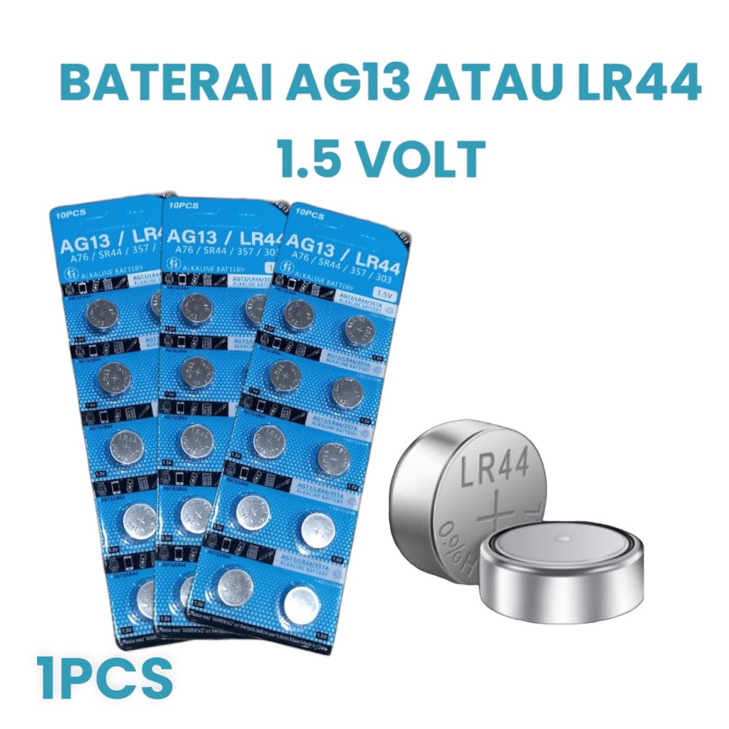 Baterai Batrai Senter Kancing Batre Laser LR44 LR 44 AG13 AG 13 1.5V 1,5V Volt Jam Kalkulator Bukan Panasonic