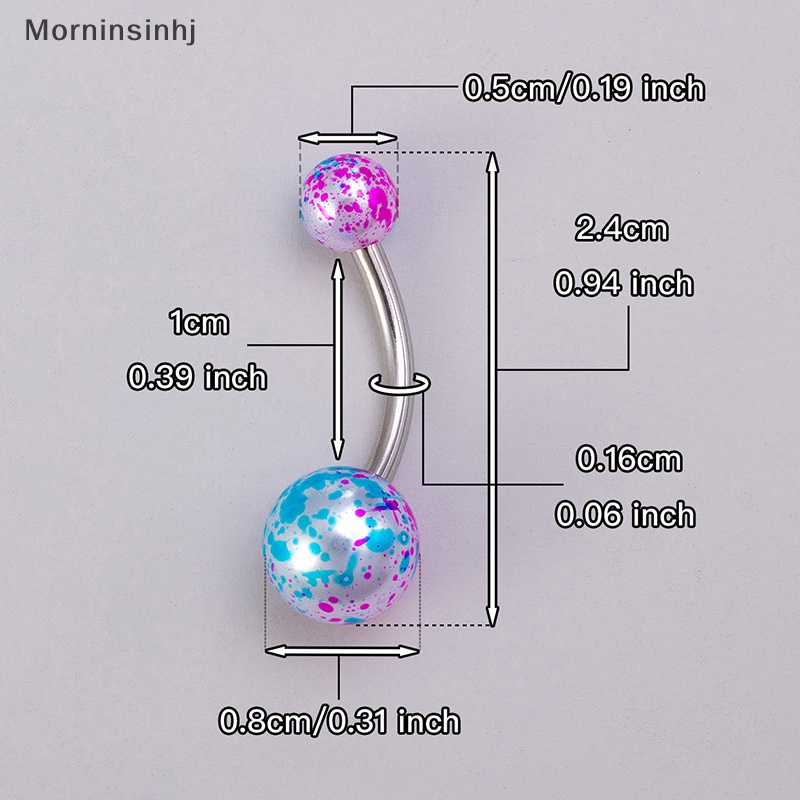 Mornin 5PCS Cincin Sexy Bercak Warna-Warni Stainless Steel Akrilik Bola Pusar Pusar Untuk Wanita Set Perhiasan id