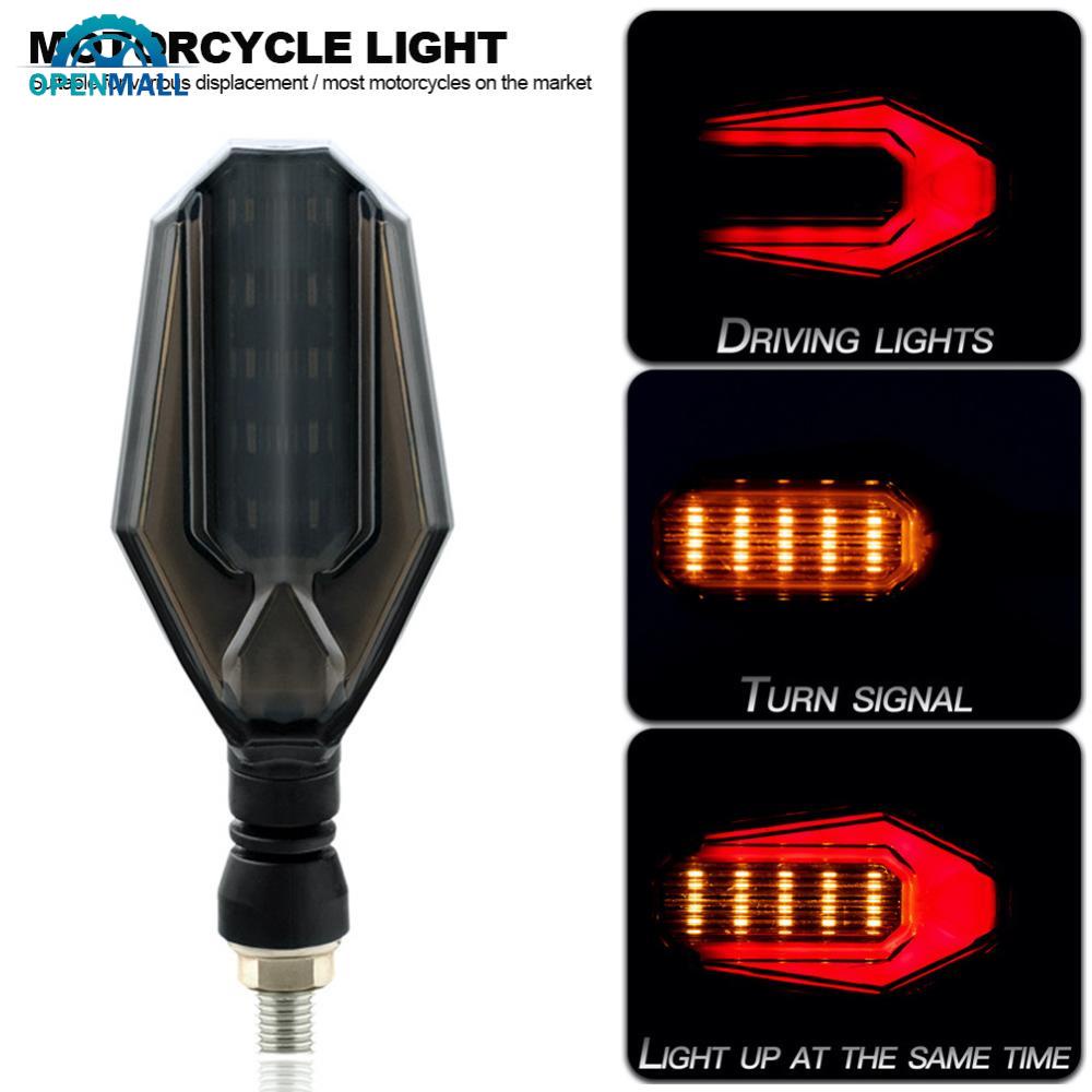 Openmall 2Pcs Lampu Sinyal Belok Motor LED Flasher Blinker Dual Colors Amber Signals Daytime Light Moto Indikator Aksesoris Lampu K2Q8