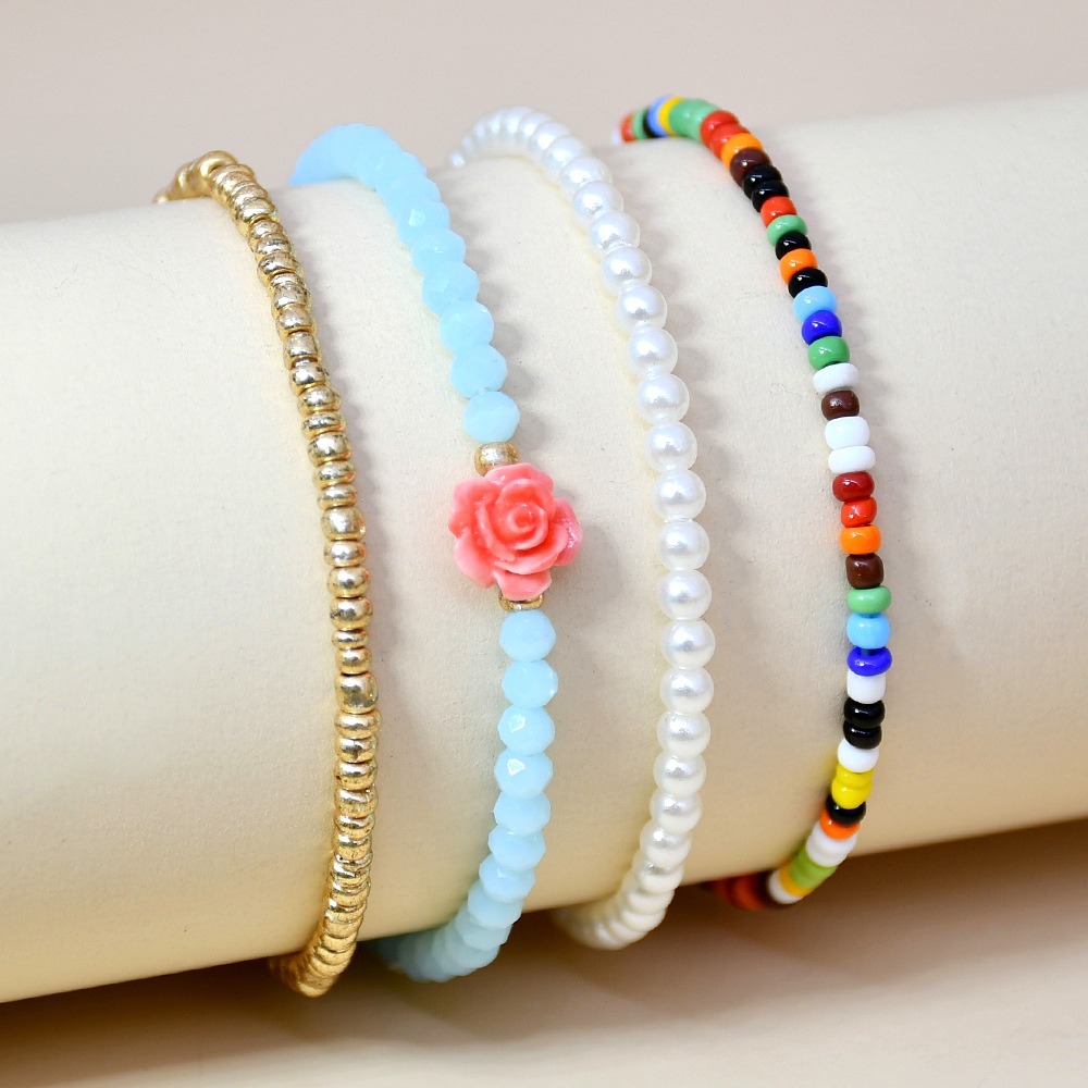 Gelang Gaya Bohemian Warna Campur Gelang Mutiara Elastis Niche Cinta Gelang Xiaomi Bead Jewelry