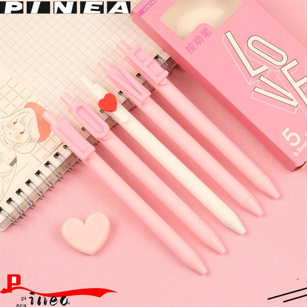 PINEAPPLE Nanas 5PCS /Set Press Pena Netral Hadiah 0.5mm Perlengkapan Kantor Sekolah Alat Tulis Menulis Tools Gel Pen