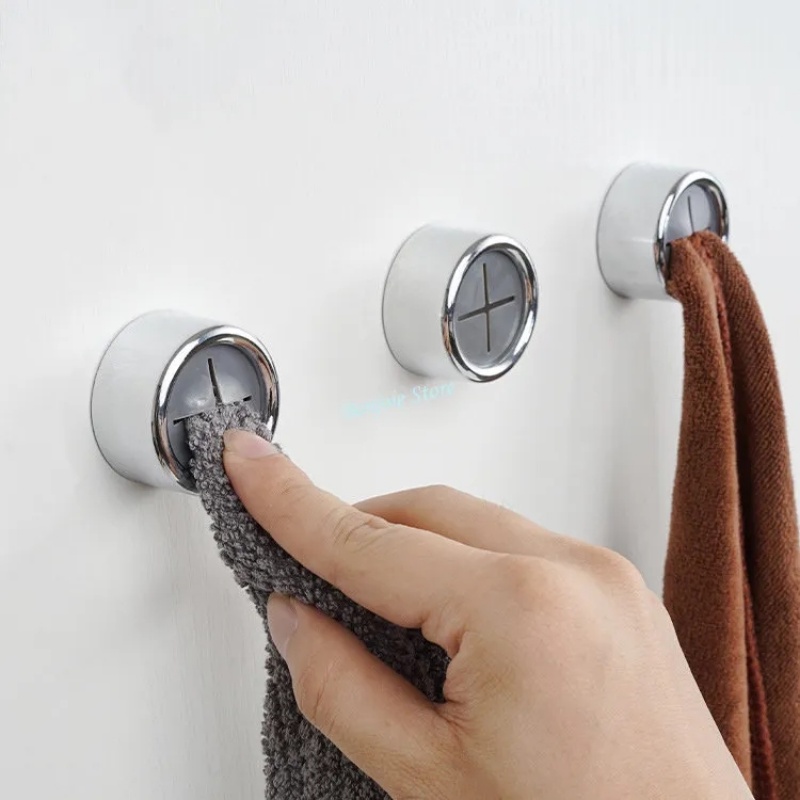 1pc Mini Bulat ABS Self Adhesive No Punching Towel Hook/ Rak Gantung Lap Hemat Ruang Dapur/ Kait Penyimpanan Serba Serbi Yang Dipasang Di Dinding Rumah