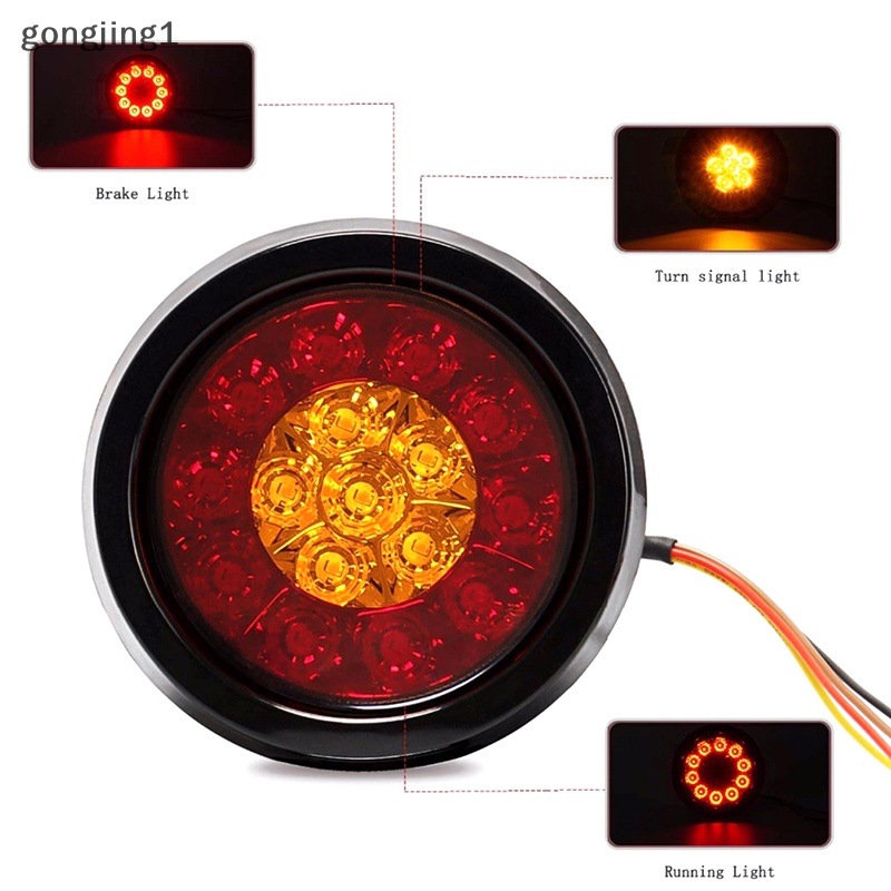 Ggg 4&quot; Bulat Merah/Amber 16-LED Truk Trailer Rem Stop Sein Lampu Ekor  Id