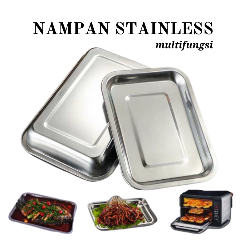 GOS B305 - Nampan stainless persegi / nampan baki stainless / baking tray stainless 32cmx22cm