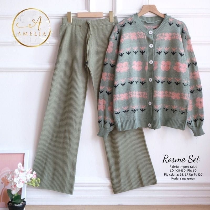 ROSME SET Celana ORI AMELIA | Setelan Rajut