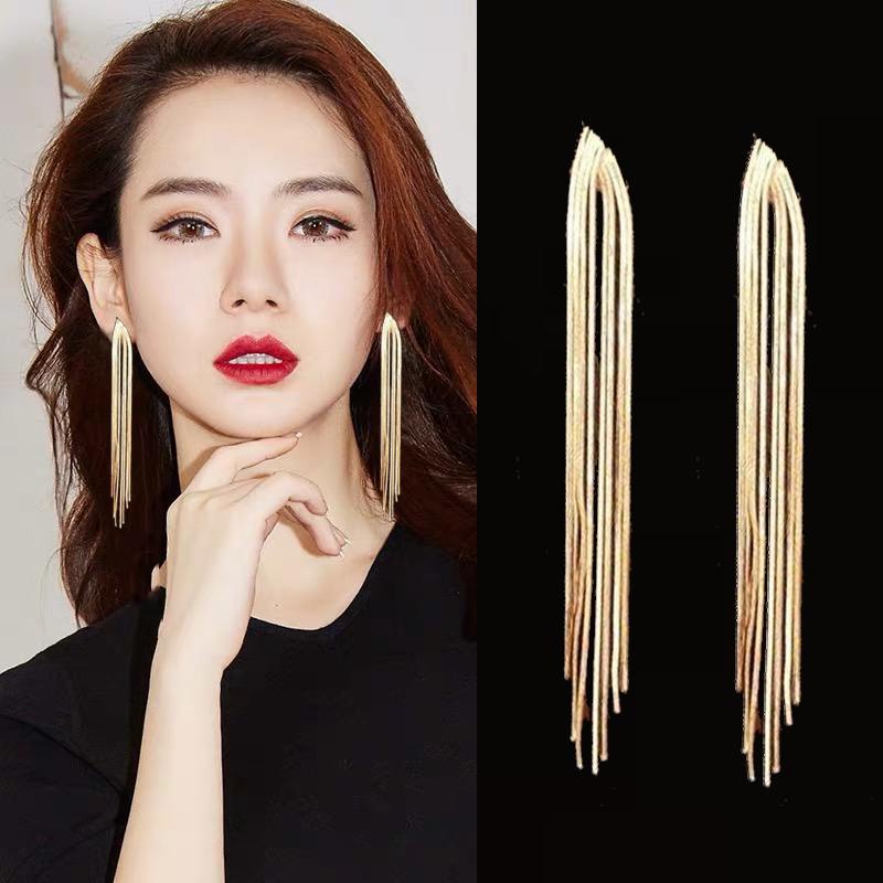 Anting Tusuk Panjang Menjuntai Model Fuji Bahan Halus Pesta Elegan