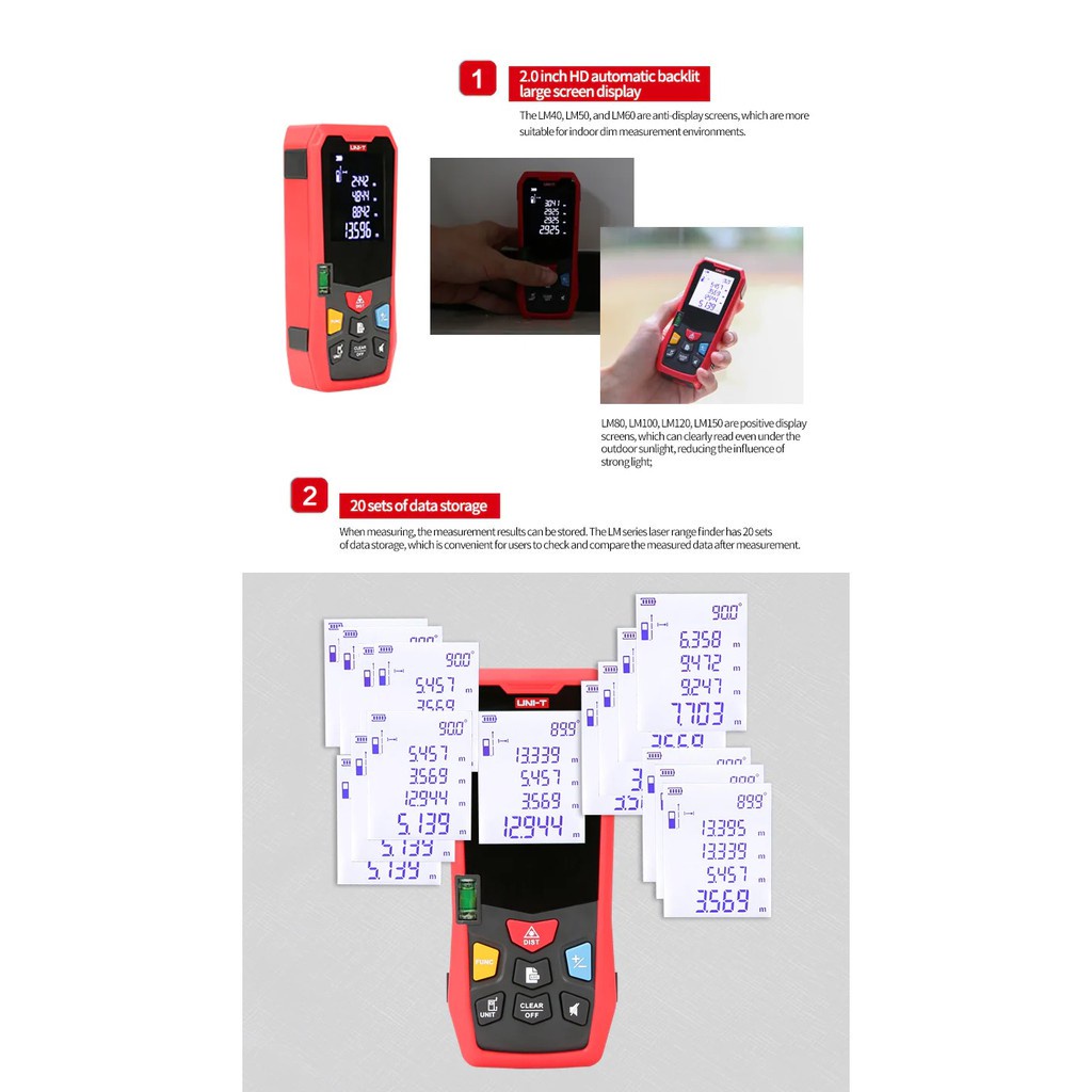 AKN88 - UNI-T LM40 - Laser Distance Meter 40M - Pengukur Laser Jarak Jauh 40m