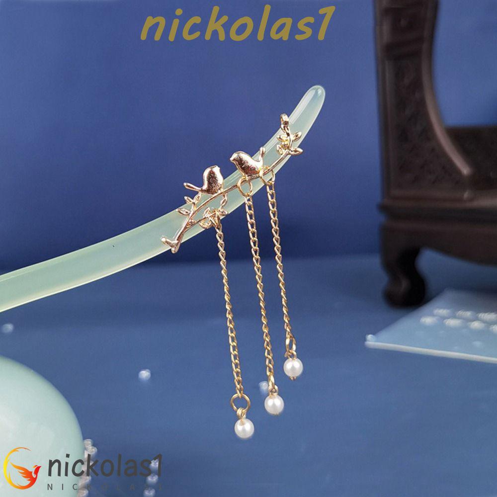 NICKOLAS1 Hanfu Rambut Stik Vintage Sederhana Korea Hair Clip Rumbai Bunga Pendent Braided Jepit Rambut Baru Bulang Chinese Hair Fork