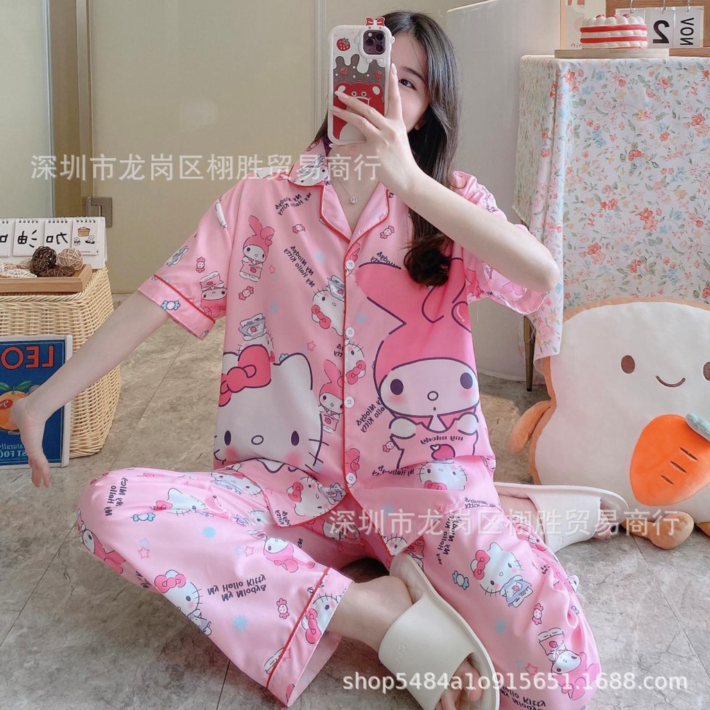 baju tidur sanrio wanita dewasa Piyama  tidur cinnamoroll kuromi melody milk slik