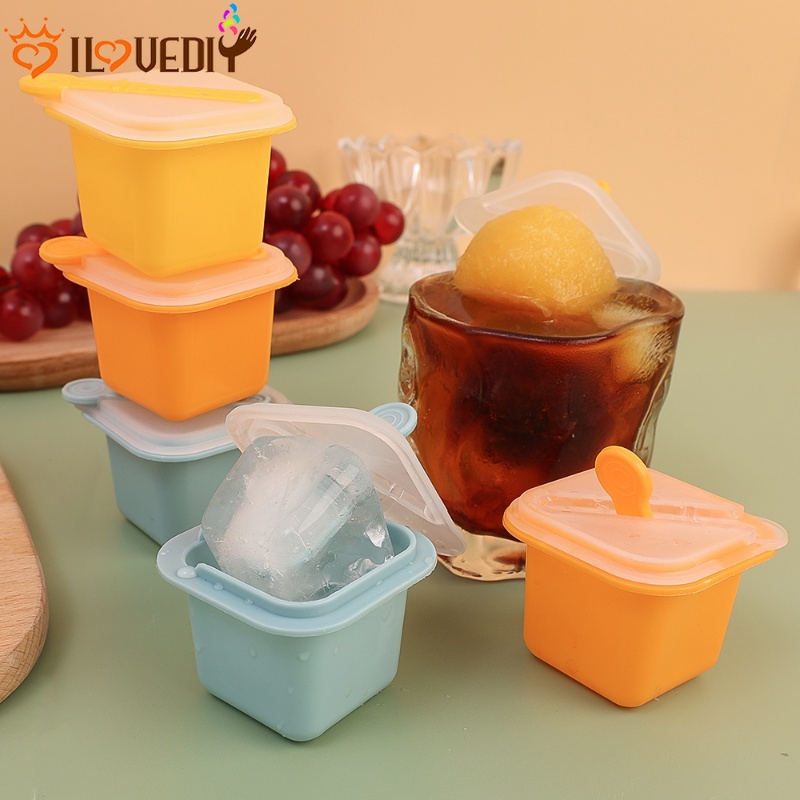 [Fitur] Juice Popsicle Freezing Cup/Cetakan Icy Cube Mudah Didemoulding/Cetakan Ice Grid Ramah Lingkungan Dengan Stick/Stackable Dessert DIY Box/Nampan Minuman Dingin Homemade