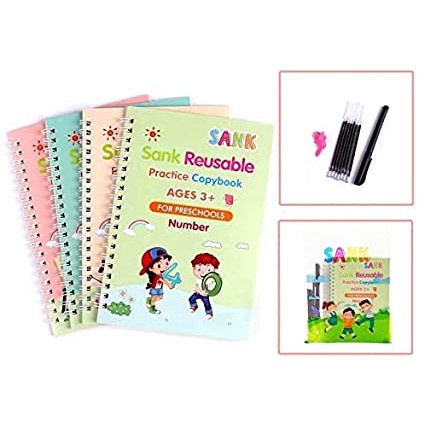 BOP SANK MAGIC BOOK 3D BUKU EDUKASI ANAK BELAJAR MENULIS UNTUK TK PAUD ANGKA &amp; HURUF / BUKU AJAIB / MAGIC PRACTICE BOOK 1 SET ISI 4 BUKU + PEN + REFILL + HOLDER PENA