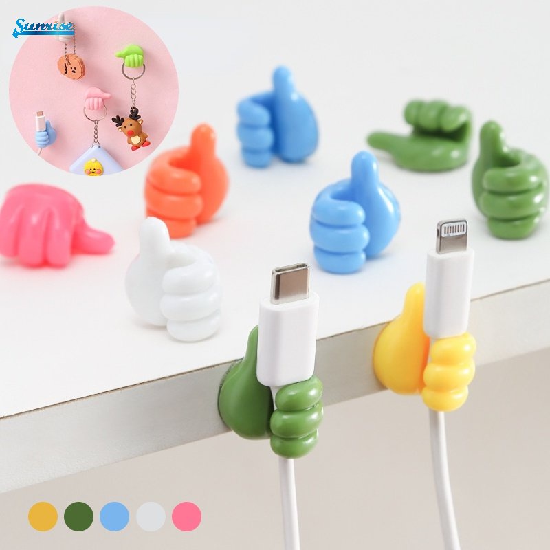 1pc/4pcs /10Pcs Modis Berwarna PVC Jempol Dinding Dipasang Pengatur Manajemen Kabel Data Klip Kreatif Multifungsi Kait Dinding Gantungan Kawat Tempat Penyimpanan