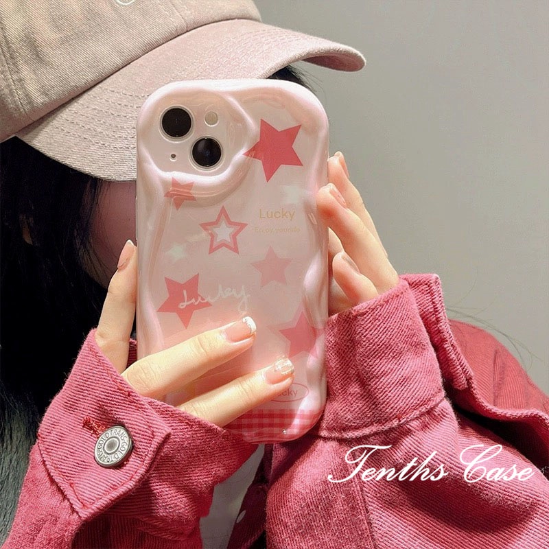 Kompatibel Untuk IPhone14 13 12 11 Pro Max8 7 6 6s Plus X Xr Xs Max Se2020 3D Curved Wave Edge Lucky Starts Phone Case