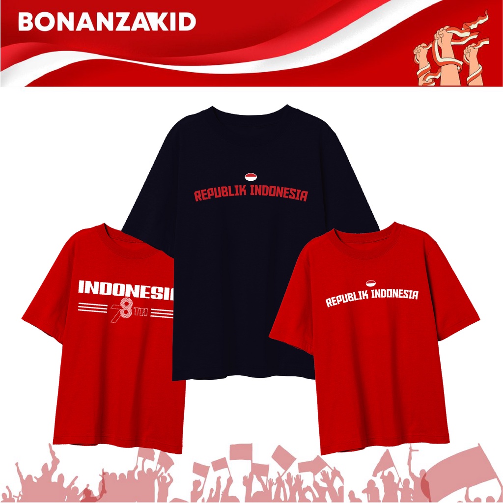 Baju Kaos Kemerdekaan 78 Tahun Indonesia Size Anak Sampai Big Size Bahan Katun Combed 30s