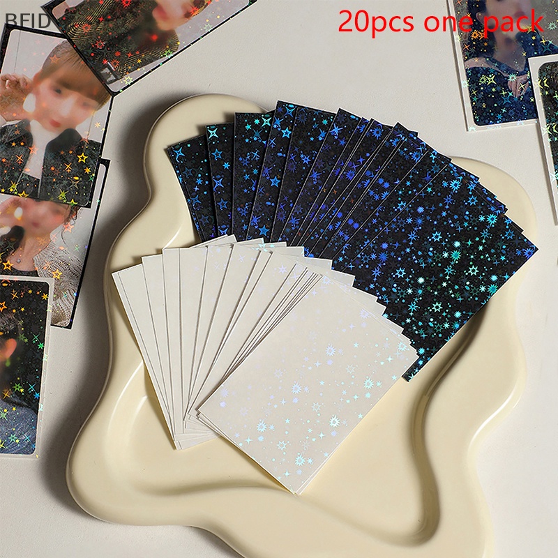 [BFID] 20lembar /pack Laser Glittery Star Card Photocard Sleeves Idol Photo Cards Tas Penyimpanan Pelindung Card Film [ID]